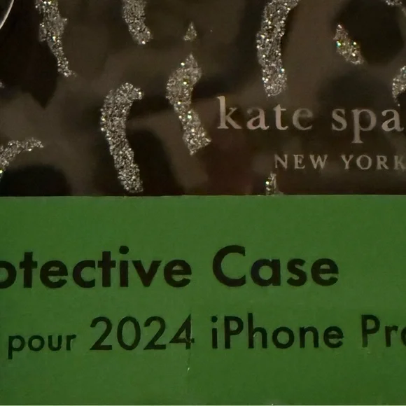 iPhone 16 ProMax Kate spade Phone Case with Silver Glitter Leopard Print NEW - Picture 3 of 5